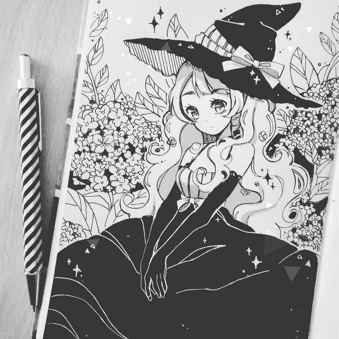 Anime Drawings Instagram 4 Inktober Garden Witch sorry for Repost Anime Art