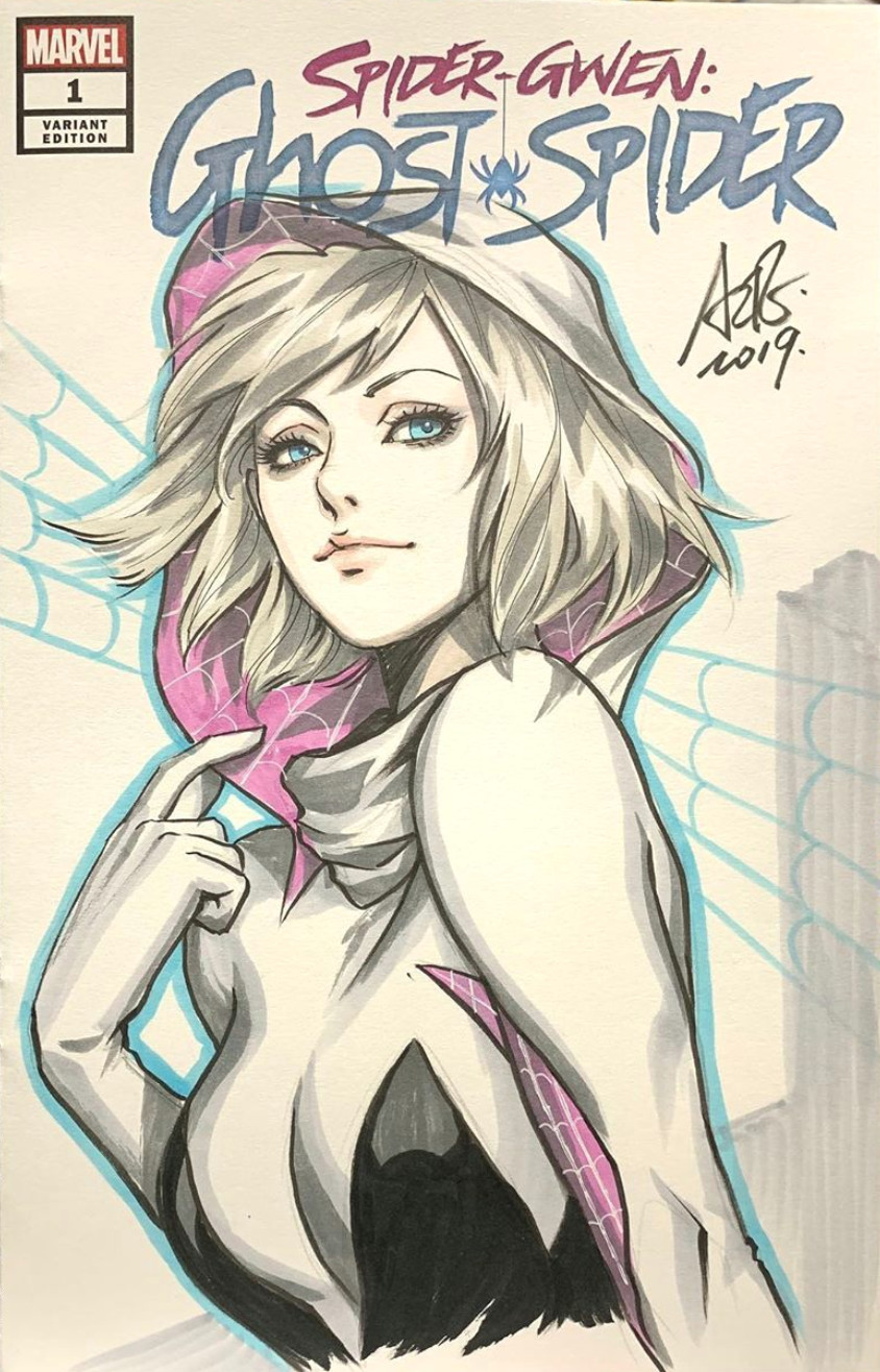 Anime Ghost Drawing Spider Gwen by Artgerm Stanley Lau