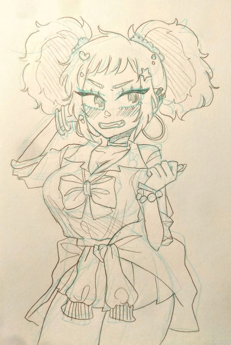 Anime Line Drawing D D Habbad D On Twitter Lil Gyaru Oc Sketch Cuz Im