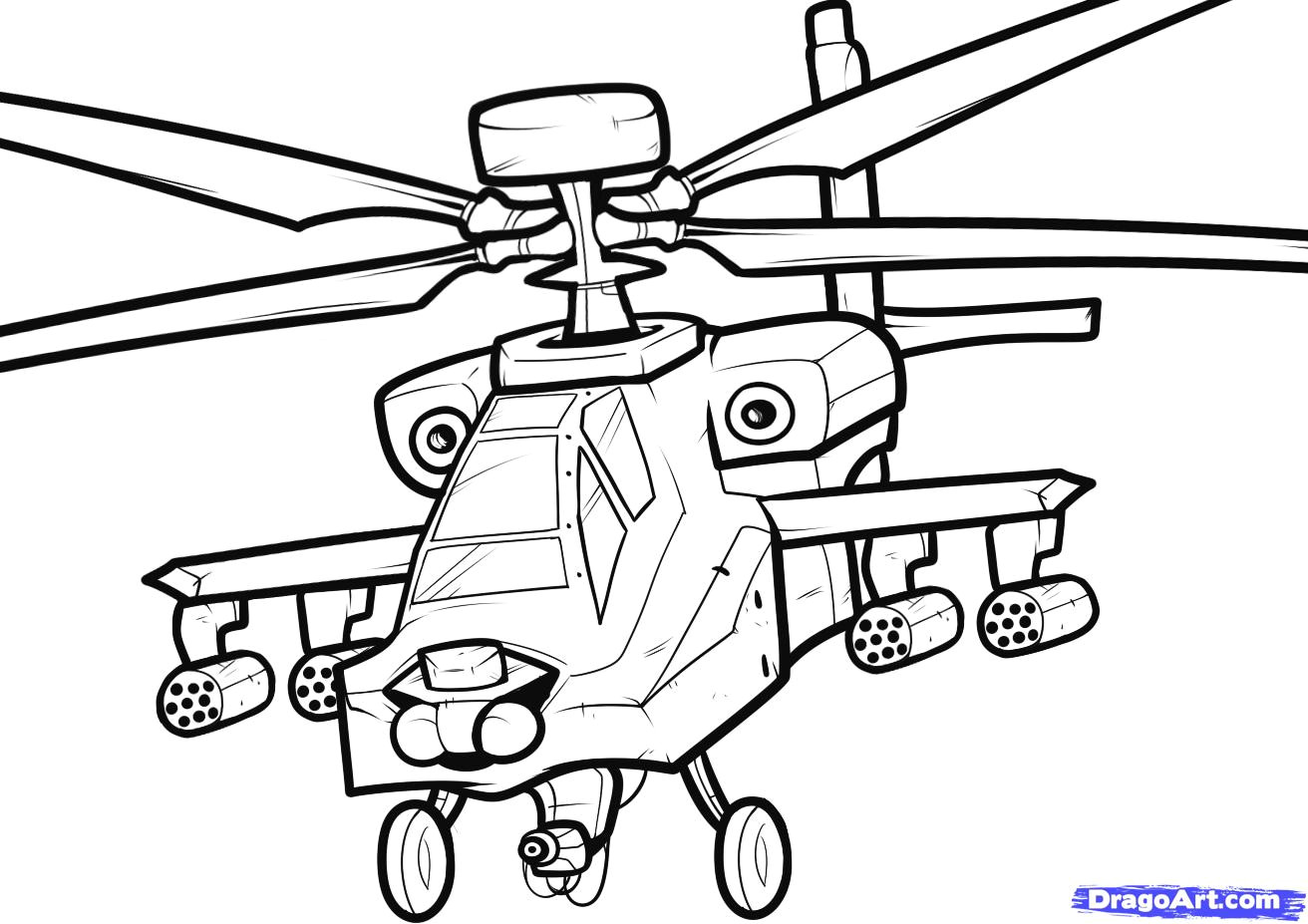 Army Helicopter Drawing Easy How to Draw An Apache Apache Helicopter Step by Step