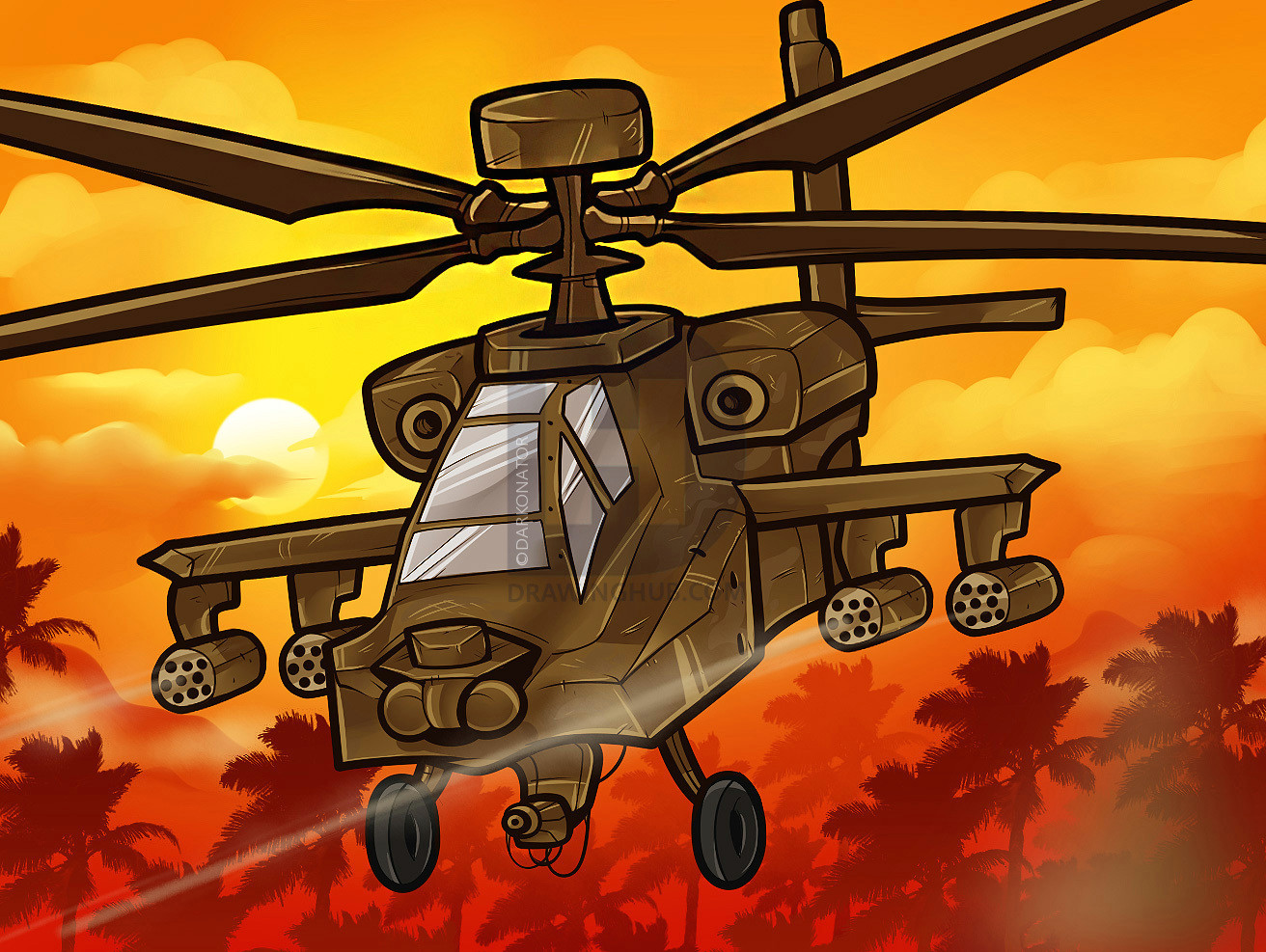 Army Helicopter Drawing Easy How to Draw An Apache Apache Helicopter Step by Step
