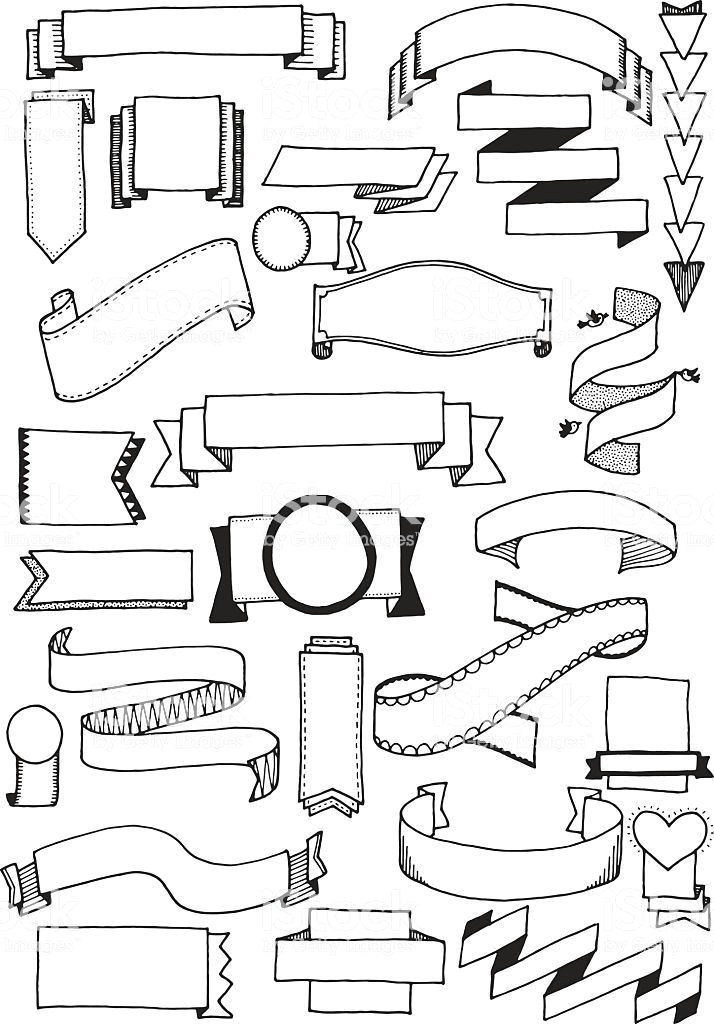 Banner Drawing Ideas Hand Drawn Vector Doodle Banners Quirky and Fun Banner Clip