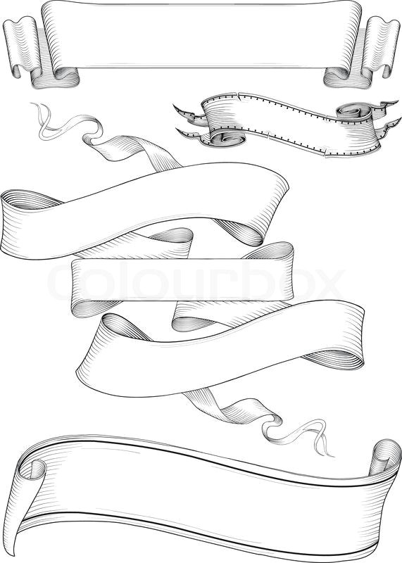 Banner Drawing Ideas Hi Res Stock Vector Ribbon Banners Engravin Style Discover
