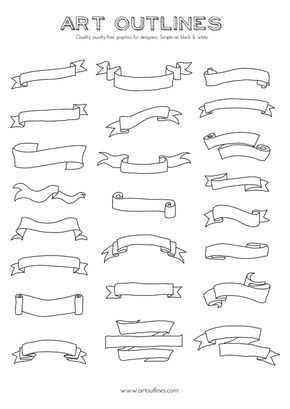 Banner Drawing Ideas Set Of Banners Scrolls Art Outlines Full Page 23