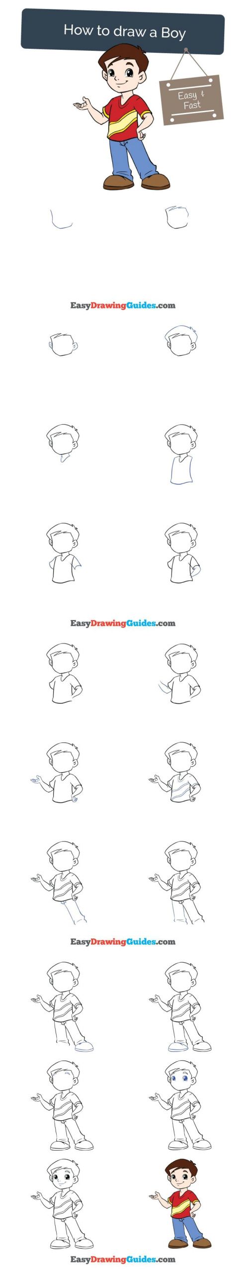 Beginner Step by Step Easy Drawings How to Draw A Boy Drawing Tutorials for Kids Easy