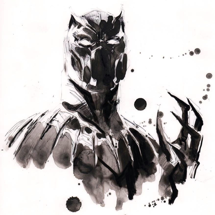 Black Panther Drawing Easy Step by Step Black Panther by Keron Grant Blackpanther Marvel Ink