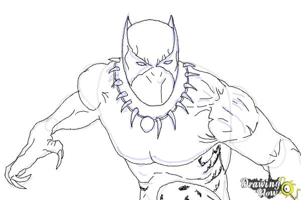 Black Panther Drawing Easy Step by Step How to Draw Black Panther From Marvel Step 7 Black