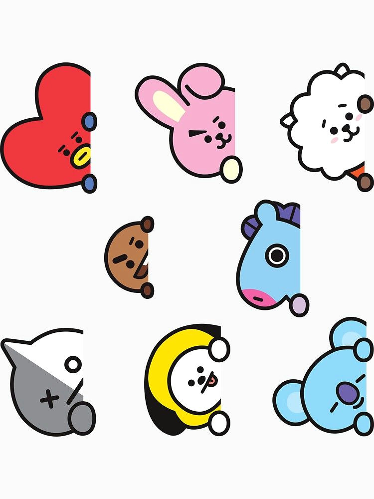 Bt21 Drawing Easy Bt21 Sticker Set Ver 2 Pegatina Stickers Bts Wallpaper