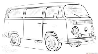 Bus Drawing Easy How to Draw A Vw Bus Step by Step Drawing Tutorials for