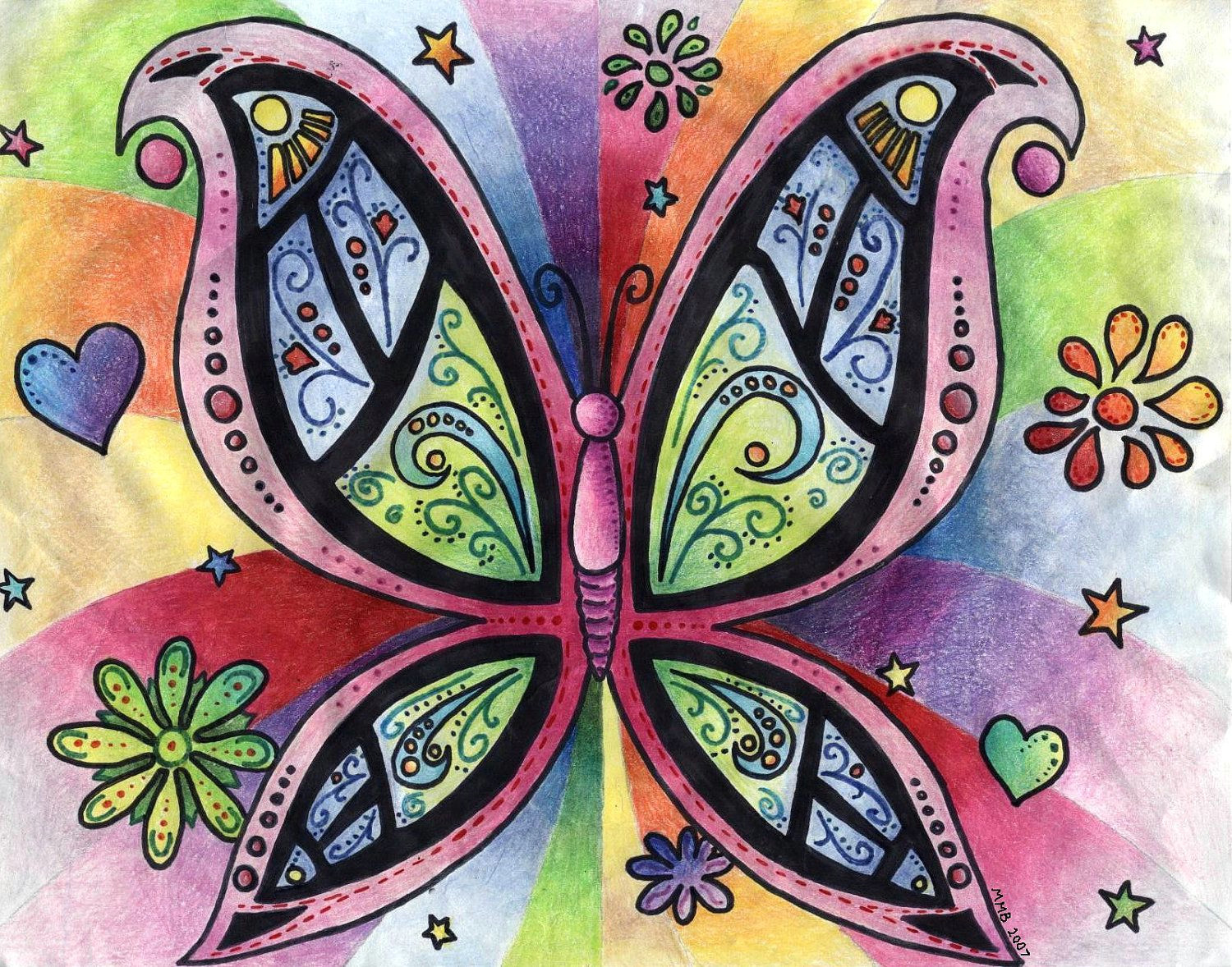 Butterfly Drawings with Color Easy Abstract butterfly Drawing butterfly Drawing Colorful