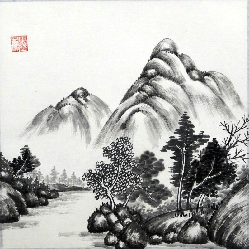 Chinese Landscape Drawing Easy Ae A C Chinese Mean Ink Wash Painting or Sumi E