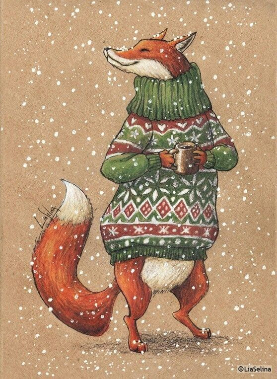 Christmas Animal Drawings Pin by Sandy On Country Christmas A In 2019 Fox Art Fox