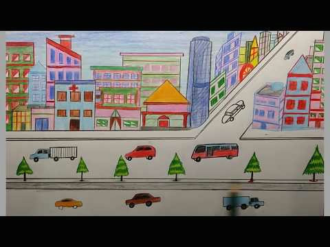 City Drawing Easy Step by Step Learn How to Draw City Scene with Coloring Techniques Step