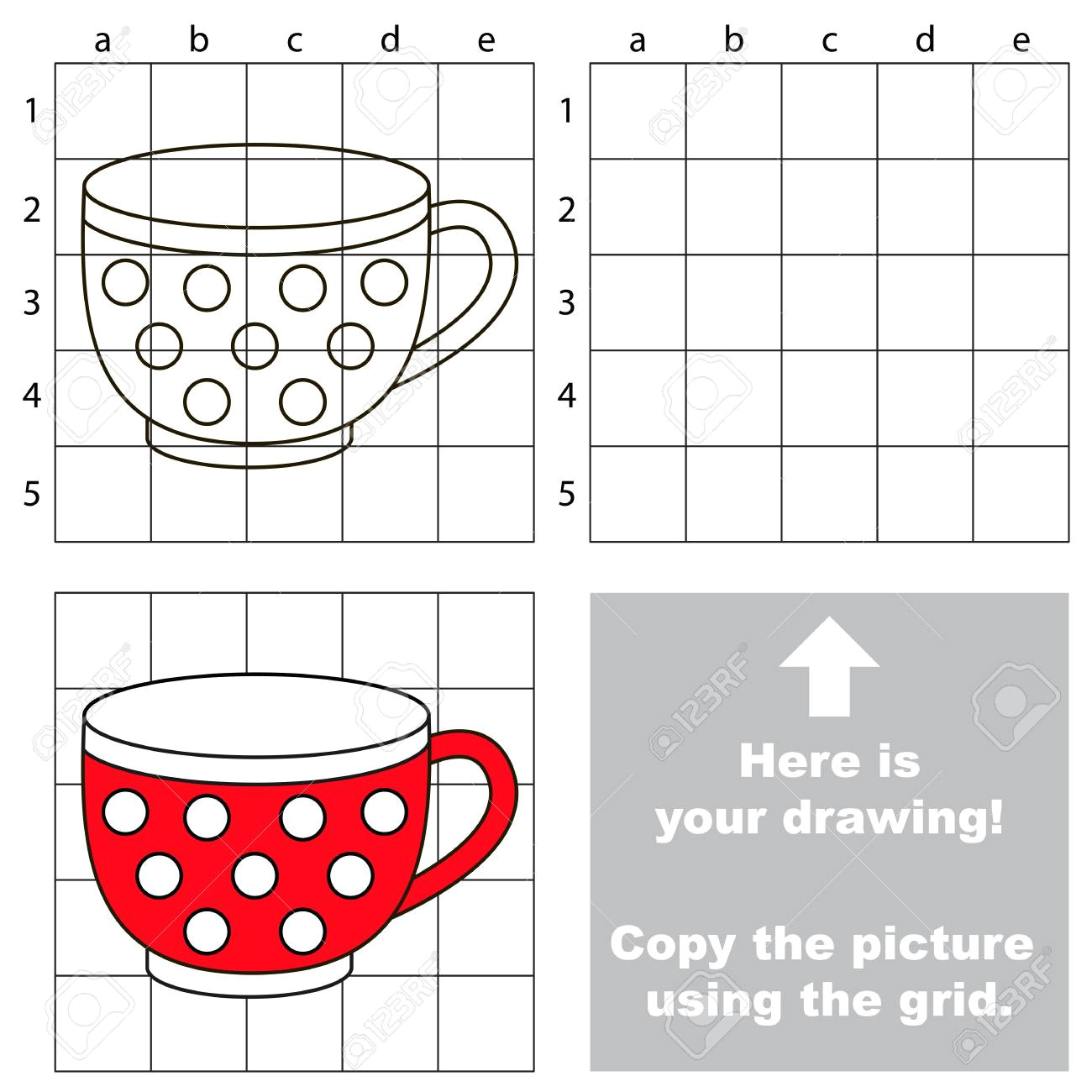 Coffee Mug Drawing Easy Copy the Picture Using Grid Lines the Simple Educational Game