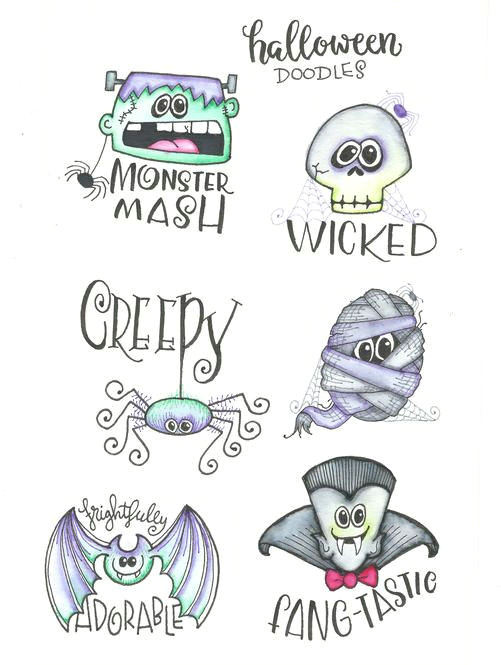 Cool Easy Halloween Drawings More Halloween Doodles Mariebrowning Halloween Drawing