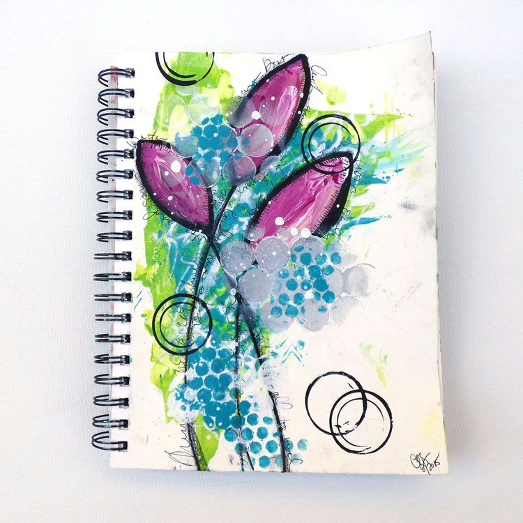 Courage Drawing Easy Mixed Media Art Journal Simple Shapes Inspired by Dina