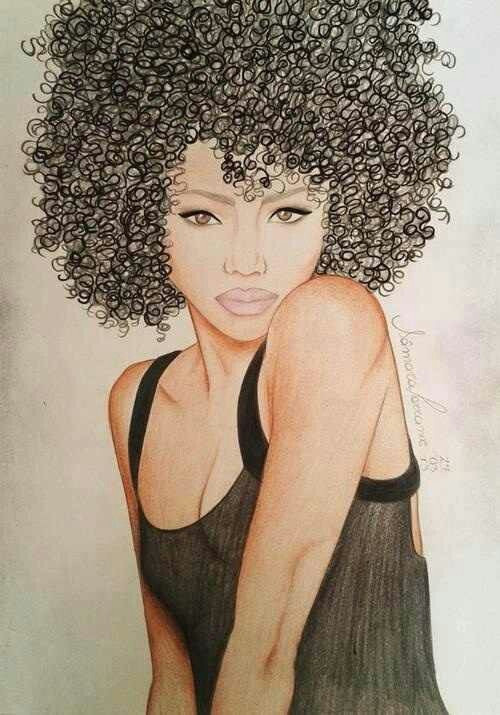 Curly Hair Afro Black Girl Drawing I Know Her Natural Hair Art Black Women Art Afro Art