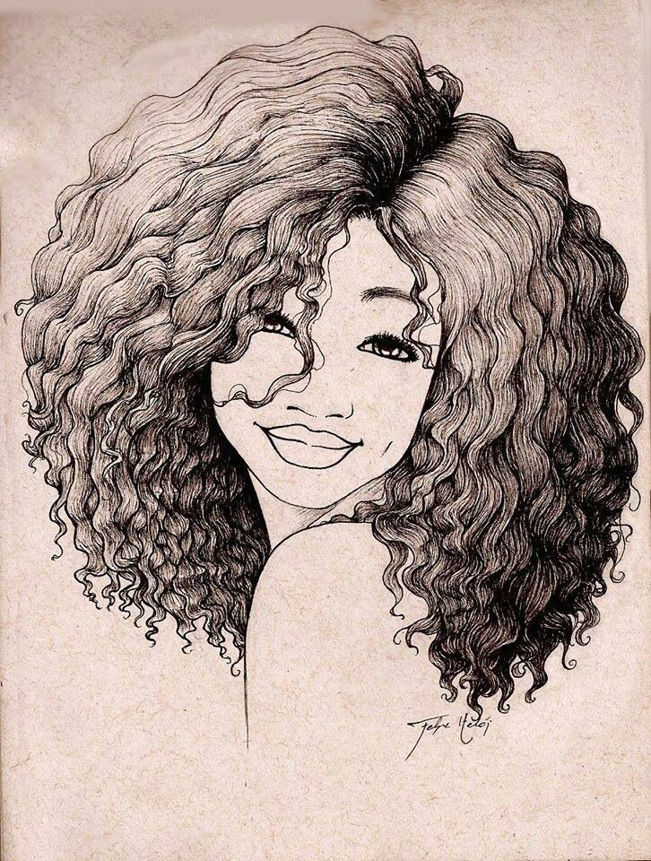 Curly Hair Afro Black Girl Drawing Pin by Preity Vyas On Motif Hair Art Black Girl Art Afro Art