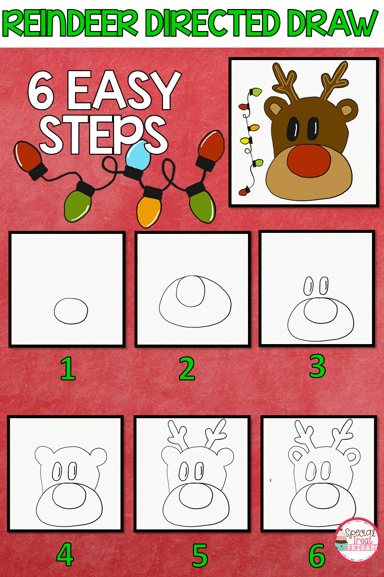 Cute Christmas Drawings Easy Step by Step Christmas Reindeer Directed Draw Free Christmas Drawings