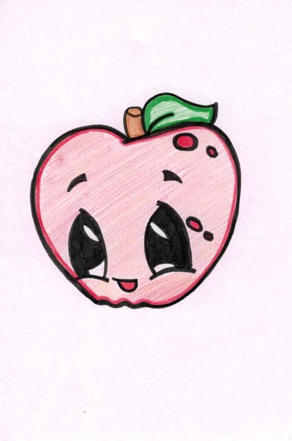 Cute Easy Apple Drawing Apple Cartoon In 2020 Cartoon Drawings Cute Drawings