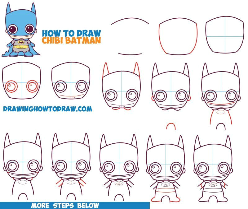 Cute Easy Things to Draw for Kids How to Draw Cute Chibi Batman From Dc Comics In Easy Step by