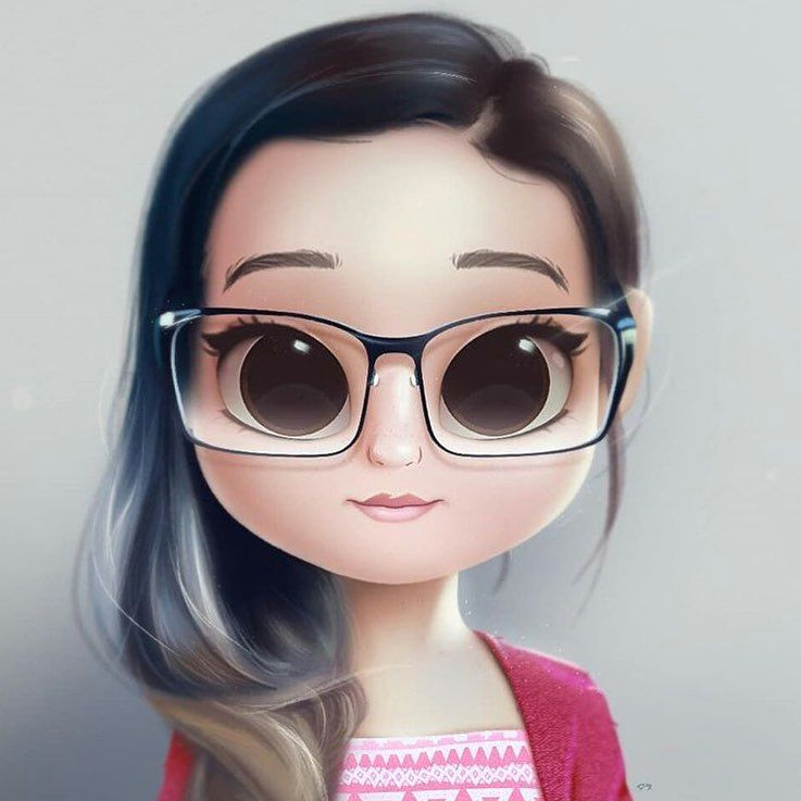 Cute Girl with Glasses Drawing Pin On Art