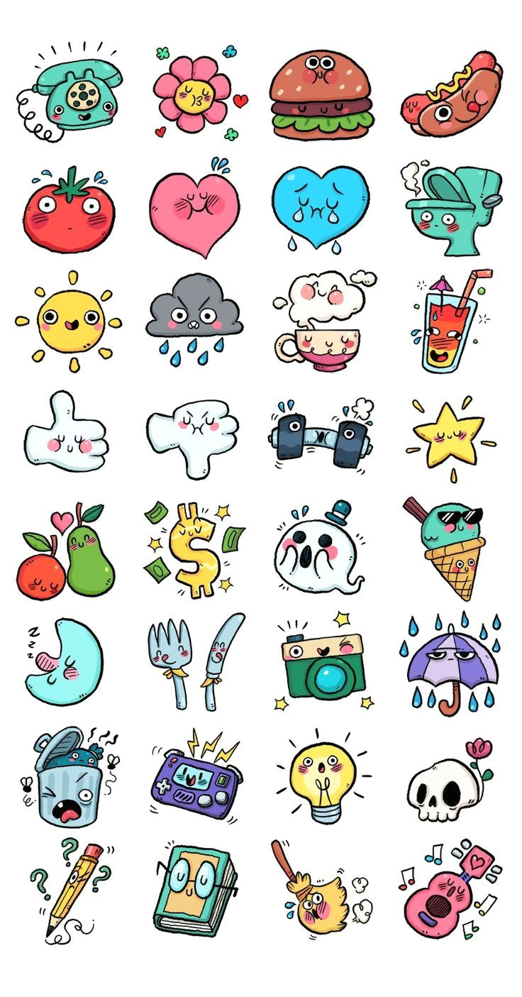 Cute Little Drawings Easy Chat App Stickers On Behance Doodle Drawings Cute