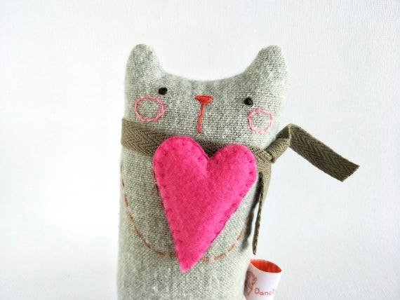 Cute Stuffed Animal Drawings Cat Miniature Cat Art Doll Small Stuffed Cat Cat Decor Valentine Gift Mothers Day Gift Cat Lover Gift Cat Art Doll Cat Plush Cat