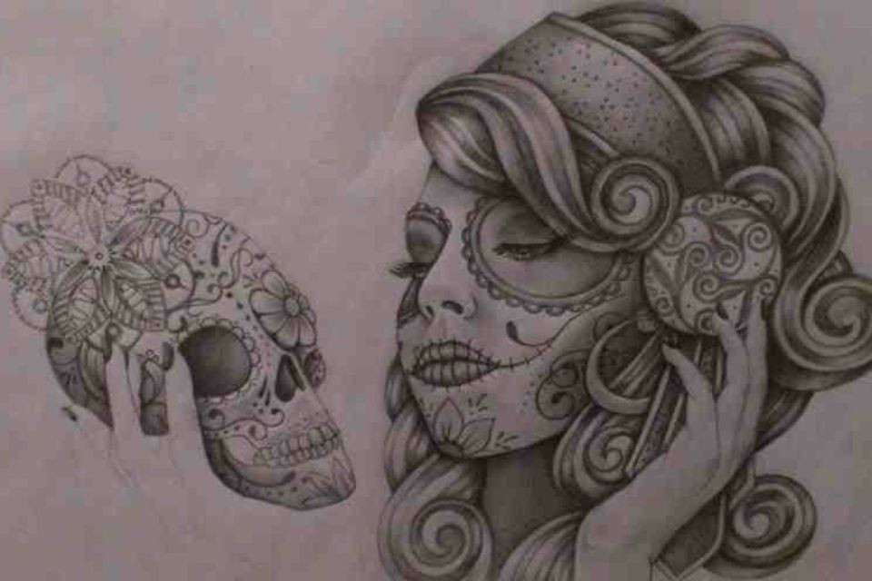 Dead Girl Drawing My original Day Of the Dead Girl Sketchy Day Of the Dead