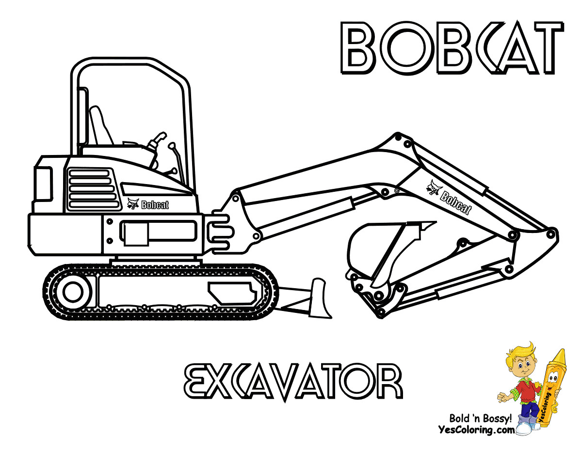 Draw Easy Tractor Bobcat Coloring Page Excavator at Yescoloring Tractor