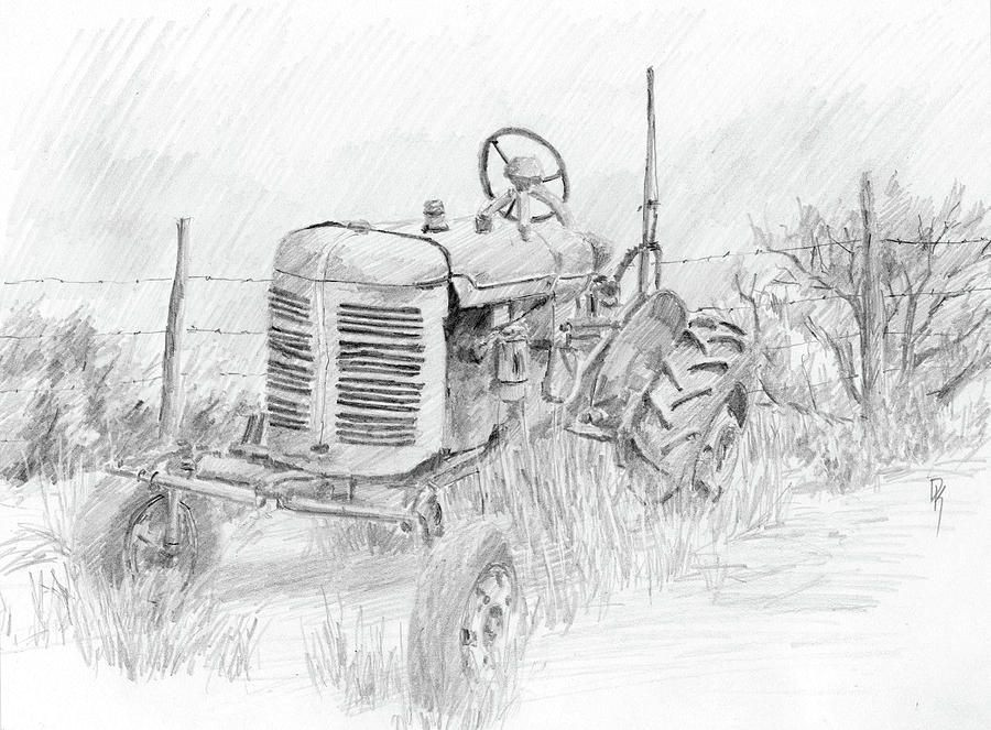 Draw Easy Tractor forgotten Farmall Graphite Sketch by David King An Old