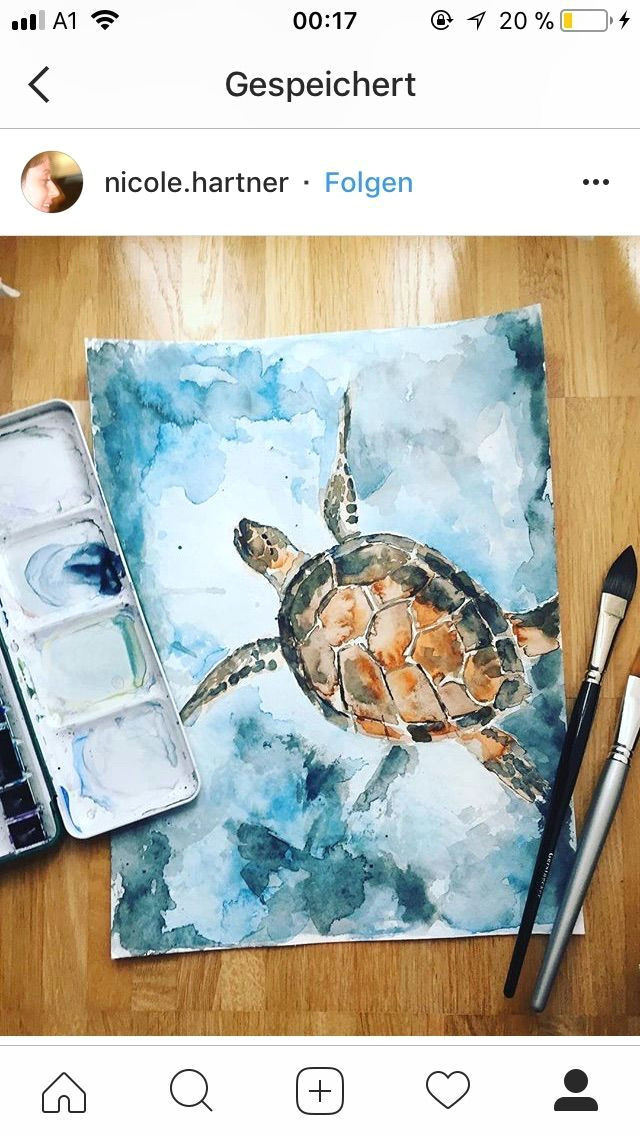 Drawing and Painting Ideas Einfache Aquarellmalerei Schildkrote Watercolor Art