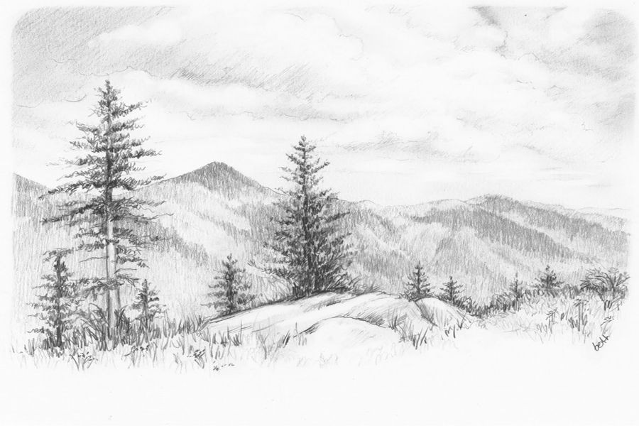 Drawing Ideas Nature Mountains In 2019 Landscape Pencil Drawings Nature
