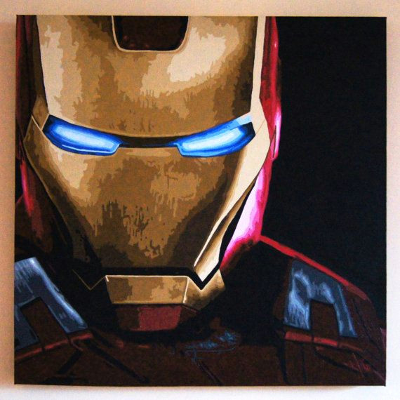 Drawing Iron Man Easy Iron Man tony Stark Acrylic Painting On Box Canvas by