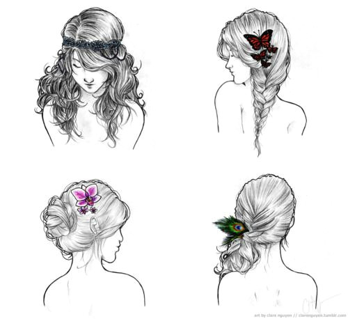 Drawing Of Girl Hairstyles Different Looks Hair Makeup Hair How to Draw Hair