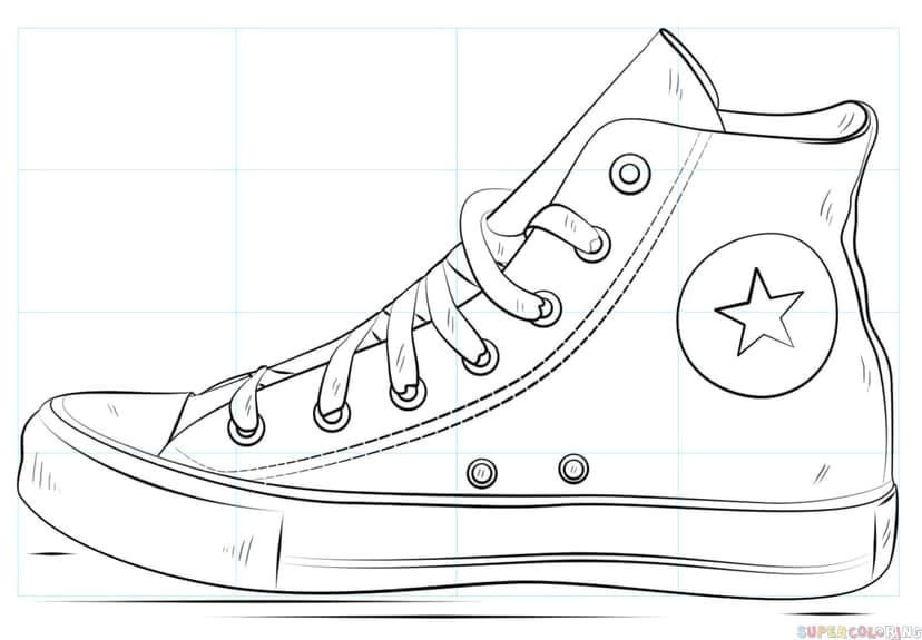 Drawing On White Shoes Ideas How to Draw A Converse Shoe Step by Step Drawing Tutorials