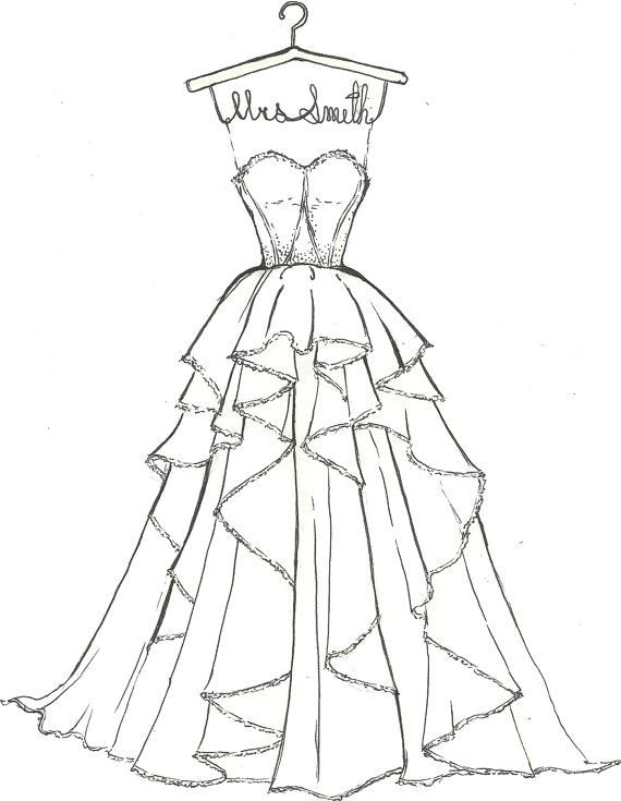 Dress Ideas to Draw Custom Wedding Dress Sketch by Drawthedress On Etsy 50 00