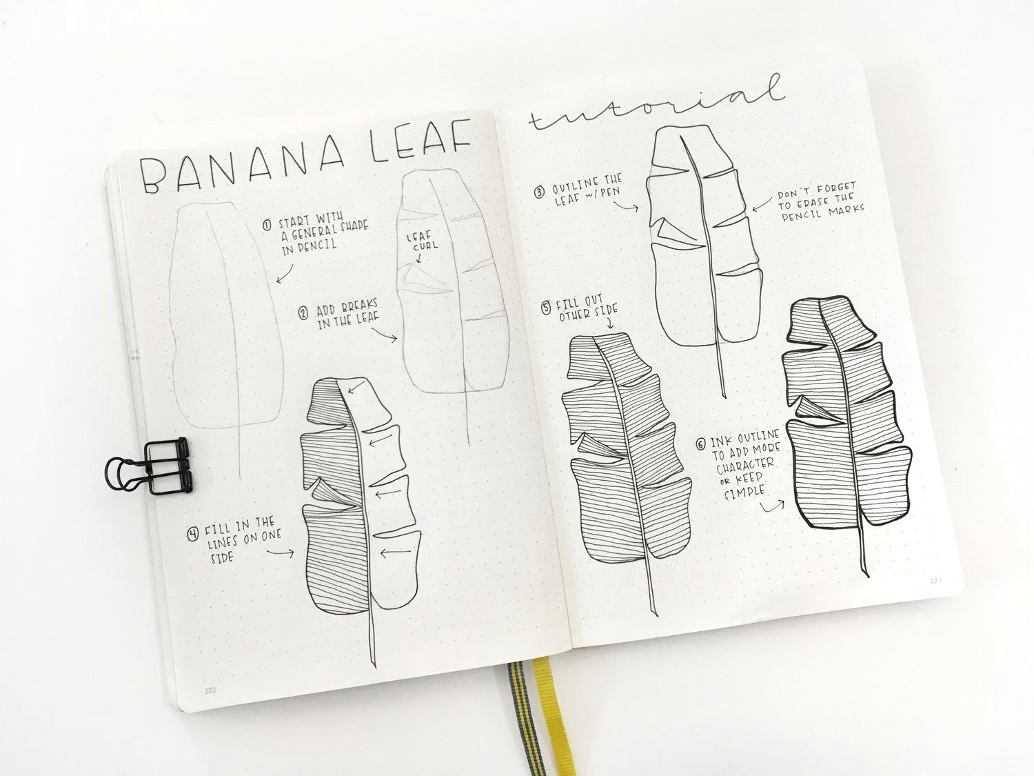 Easy Banana Drawing How to Draw Banana Leaf Bullet Journal Leaves Bullet