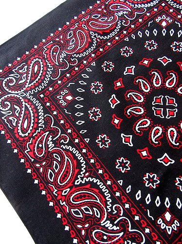 Easy Bandana Print Drawing Black Red and White Bandana Hand Drawn Design by Patrick