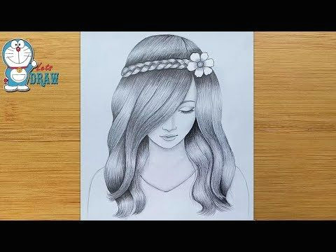 Easy Beautiful Art Drawings A Girl with Beautiful Hair Pencil Sketch Drawing How to