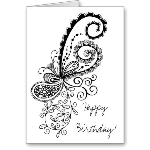Easy Birthday Card Drawings Happy Birthday Abstract Doodle Card Zazzle Com Zentangle