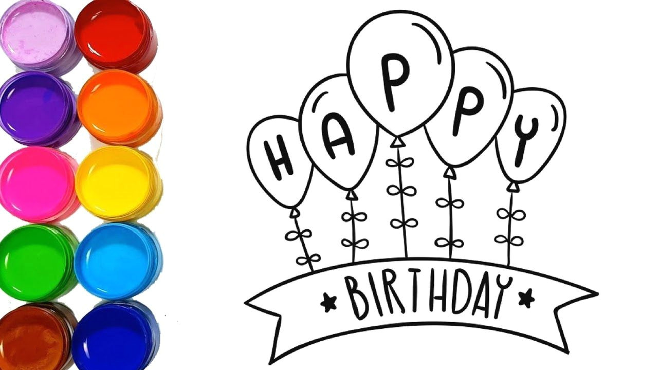 Easy Birthday Card Drawings Happy Birthday Card Drawing Easy for Kids Learn Colors with