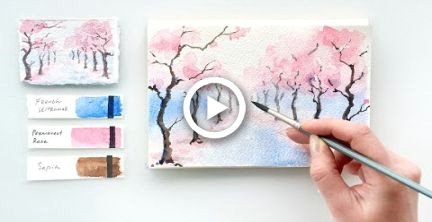 Easy Cherry Blossom Drawing Cherry Blossom Alley Easy Watercolor Tutorial Painting In