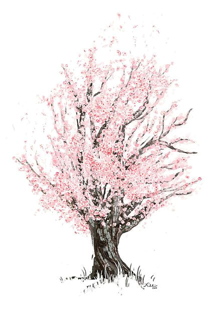 Easy Cherry Blossom Drawing Commission Cherry Tree Blossom Tree Tattoo Cherry