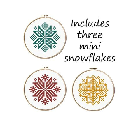 Easy Christmas Patterns to Draw Three Mini Snowflake Cross Stitch Patterns Christmas Cross