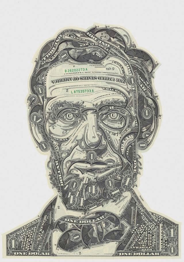 Easy Collage Drawing Ideas Wow Lincoln Art Made Entirely Out Of Dollar Bills Art