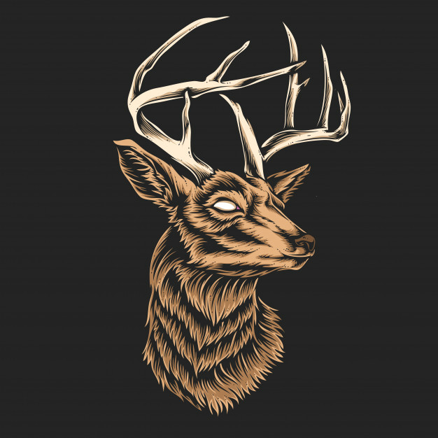 Easy Deer Head Drawing Deer Head Vector Vector Premium Download