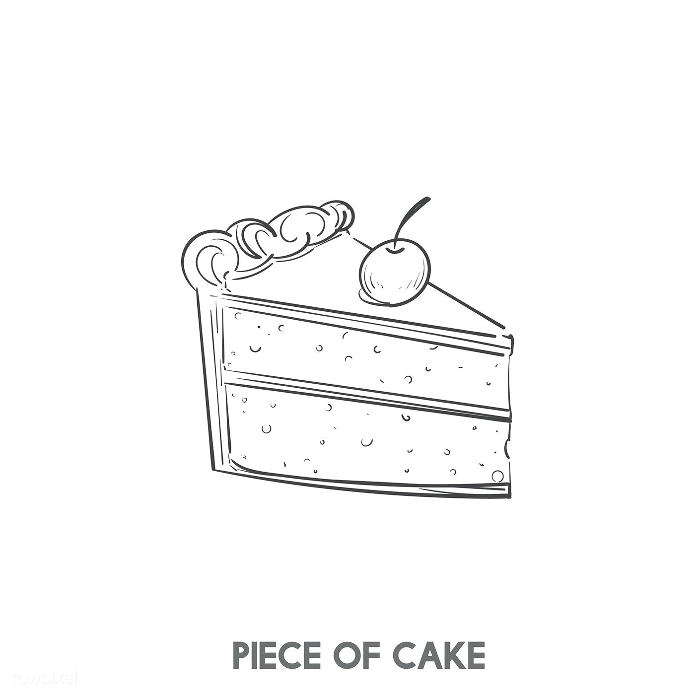Easy Dessert Drawings Download Premium Vector Of A Piece Of Cake 402757 Cake