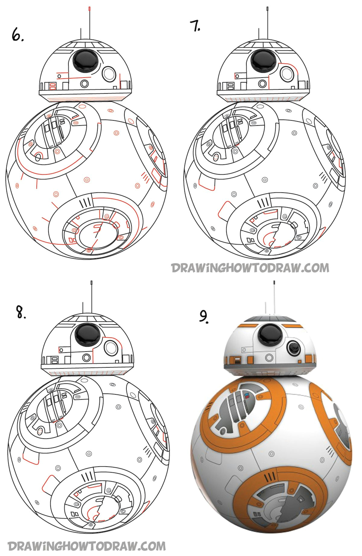 Easy Draw Star Wars How to Draw Bb 8 Beeby ate Droid From Star Wars Drawing