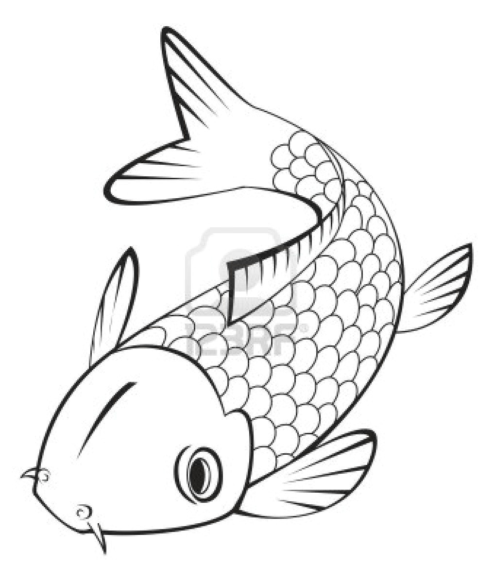 Easy Drawing Of A Fish Stock Vector Koi Fish Drawing Fish Coloring Page Koi